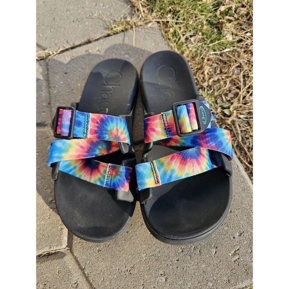 Chaco Women's Chillos Multicolor Tie Dye Slip On Slide Sandals - Size 8 - Picture 2 of 6